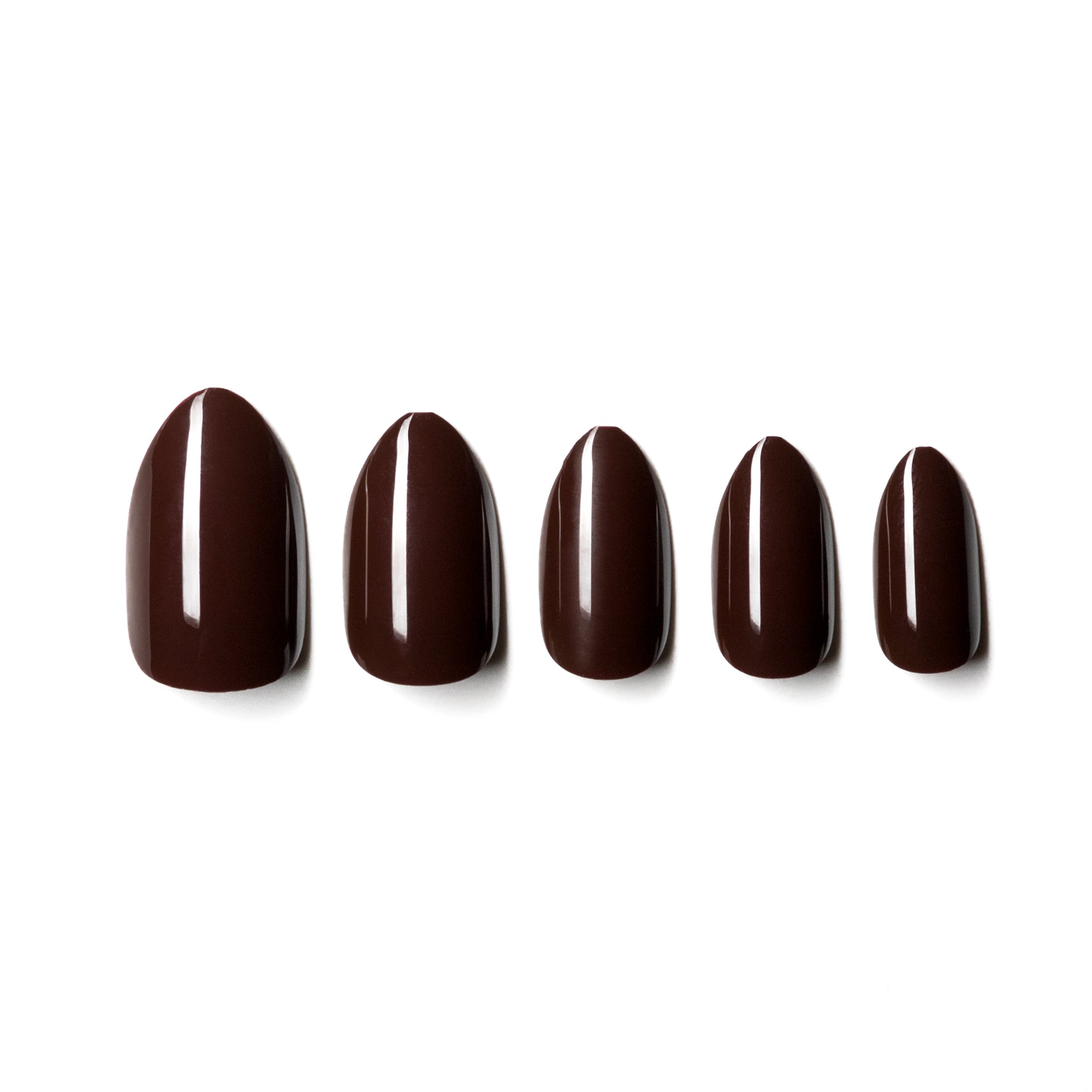 Dark Brown Almond Shape Press on Nails - Full Kit Including Glue ...