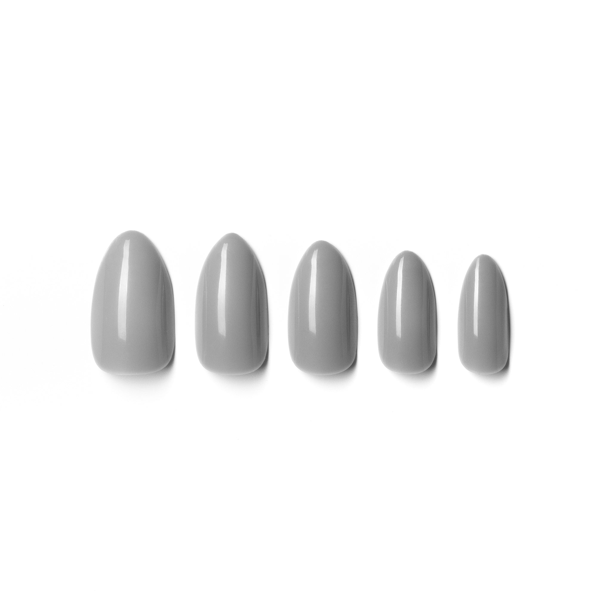 Grey Almond Shape Press on Nails - Full Kit Including Glue – FACILE by ...