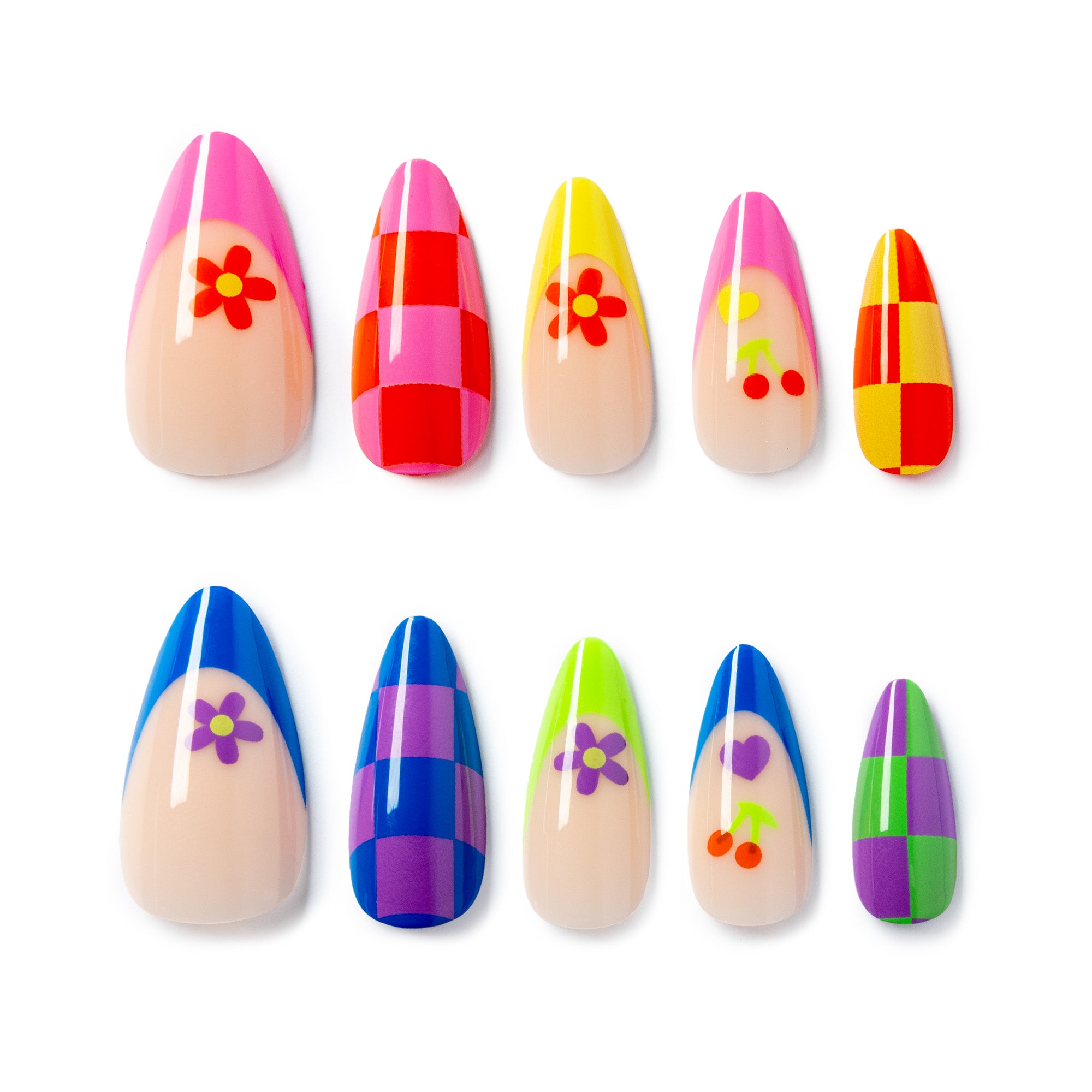 90 s Nail Design Almond Shape Press On Nails Full Kit Including Glue 90-s-nail-design-almond-shape-press-on-nails-full-kit-including-glue